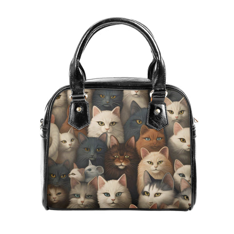 Cat Print  PU Shoulder Handbag