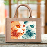 Cat Print  Custom Reusable Jute Burlap Tote Bags