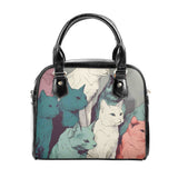 Cat Print  PU Shoulder Handbag
