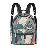Cat Print  Casual PU Backpack