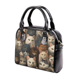 Cat Print  PU Shoulder Handbag
