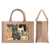 Cat Print  Custom Reusable Jute Burlap Tote Bags