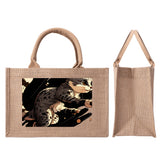 Cat Print  Custom Reusable Jute Burlap Tote Bags