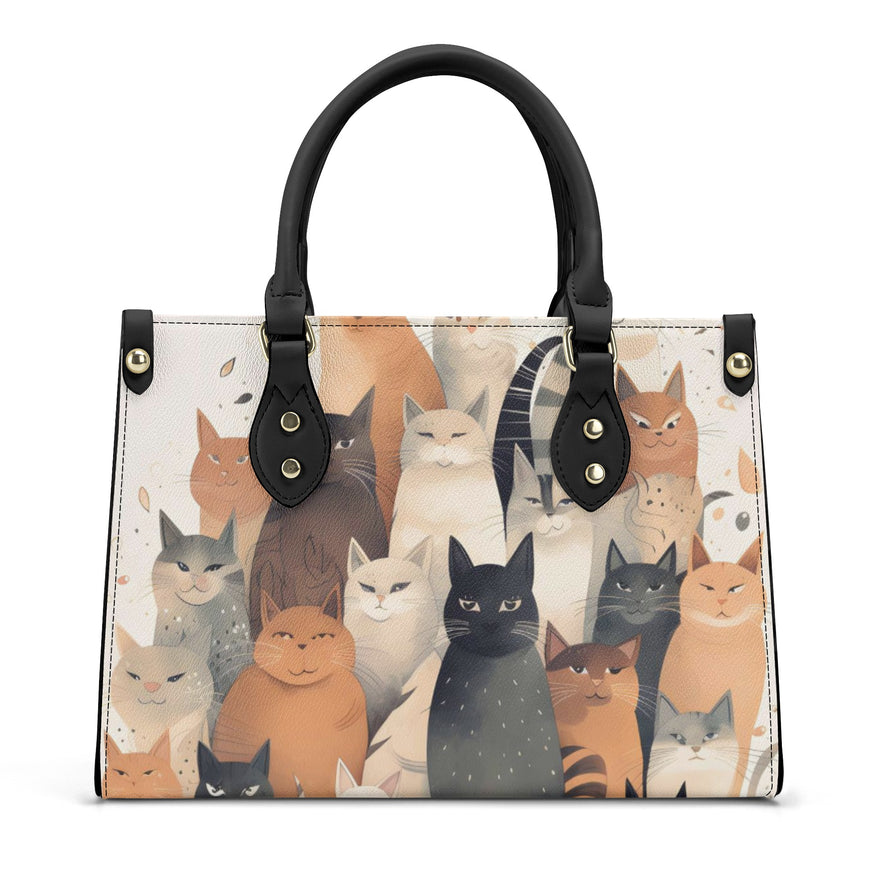 Cat Print  Luxury Women PU Handbag