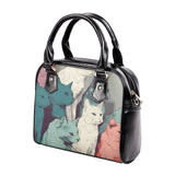 Cat Print  PU Shoulder Handbag