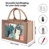 Cat Print  Custom Reusable Jute Burlap Tote Bags