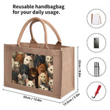Cat Print  Custom Reusable Jute Burlap Tote Bags