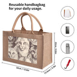 Cat Print  Custom Reusable Jute Burlap Tote Bags