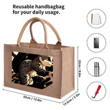 Cat Print  Custom Reusable Jute Burlap Tote Bags