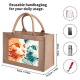 Cat Print  Custom Reusable Jute Burlap Tote Bags