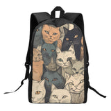 Cat Print  Kids Casual School Backpack