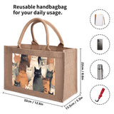 Cat Print  Custom Reusable Jute Burlap Tote Bags