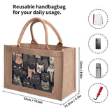 Cat Print  Custom Reusable Jute Burlap Tote Bags