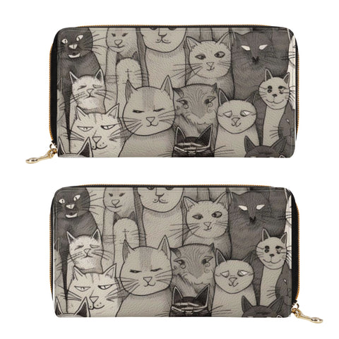 Cat Print  PU Leather Zipper Wallet