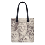 Cat Print  PU Leather Handbags