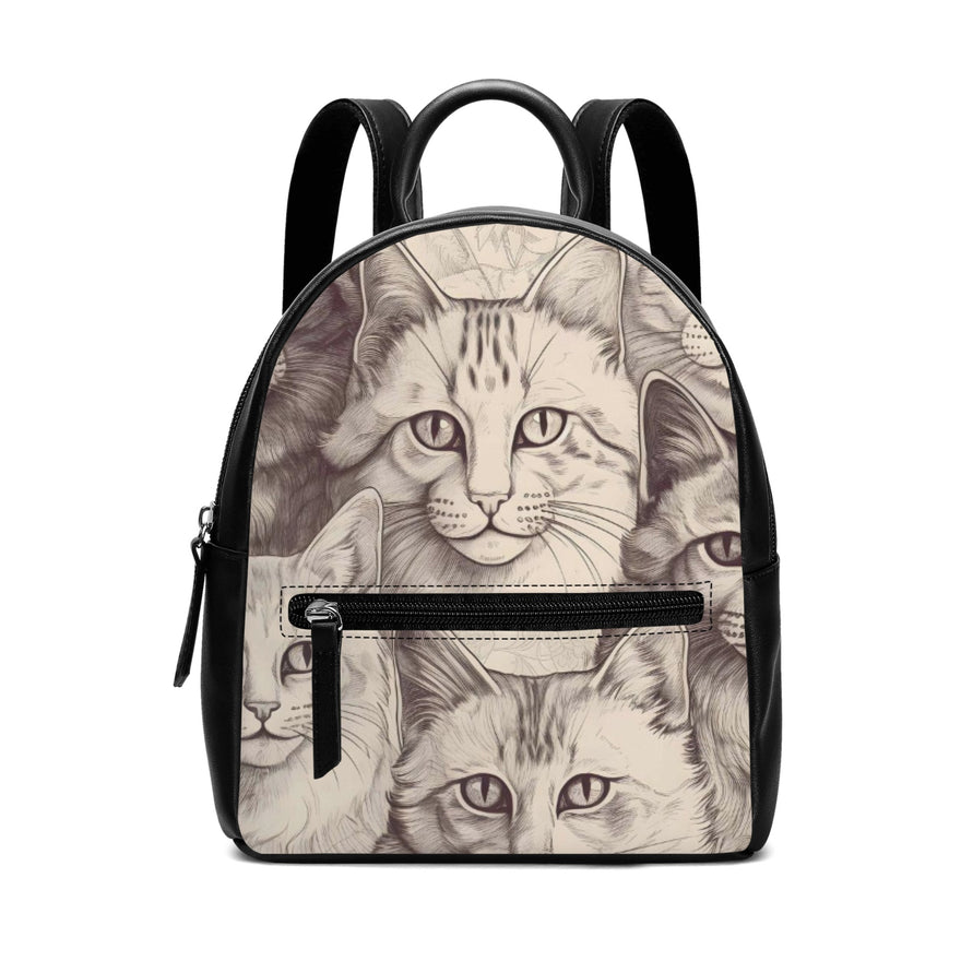 Cat Print  Cute PU Backpack