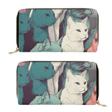 Cat Print  PU Leather Zipper Wallet