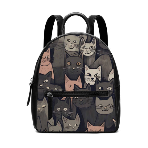 Cat Print  Cute PU Backpack