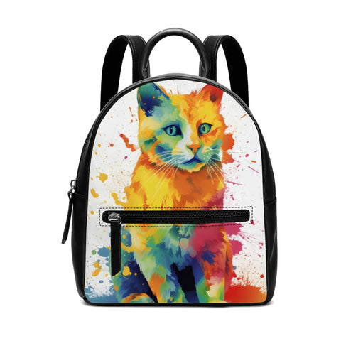 Cat Print  Cute PU Backpack