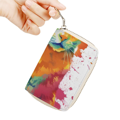 Cat Print  Zipper Card Holder