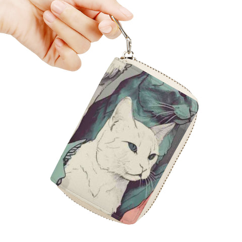 Cat Print  Zipper Card Holder