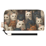 Cat Print  Leather Zipper Wristlet Wallet