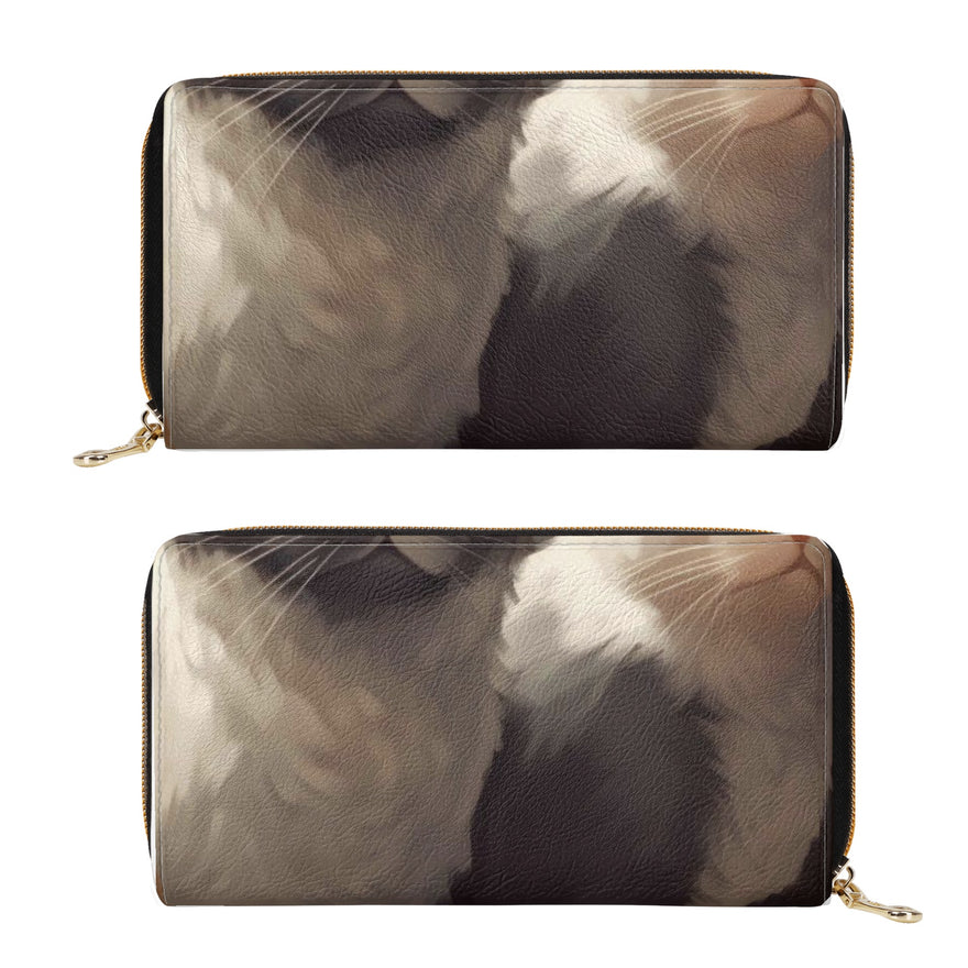 Cat Print  PU Leather Zipper Wallet