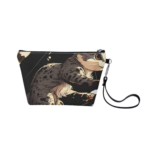 Cat Print  Zipper Sling Make Up Bag