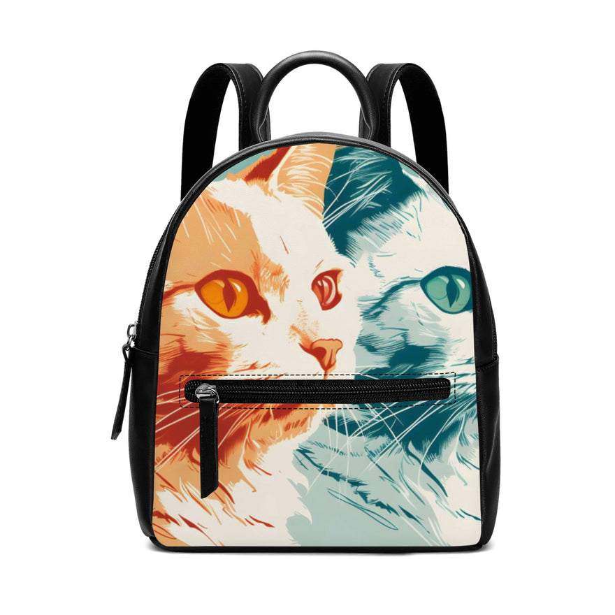 Cat Print  Cute PU Backpack