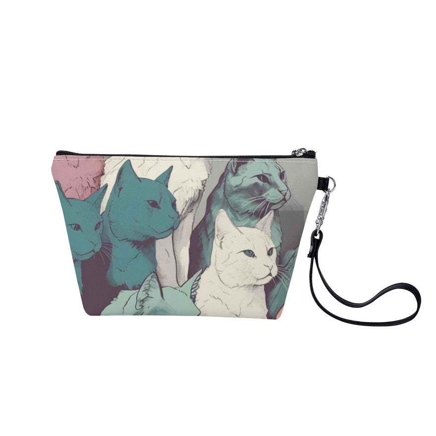 Cat Print  Zipper Sling Make Up Bag