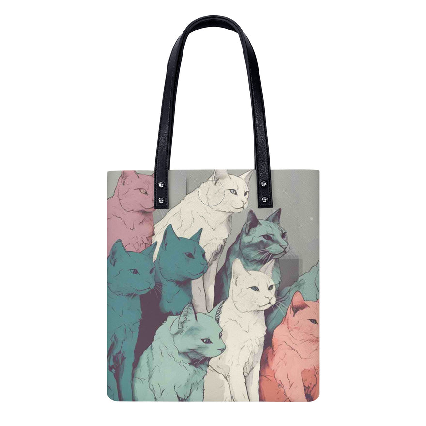 Cat Print  PU Leather Handbags
