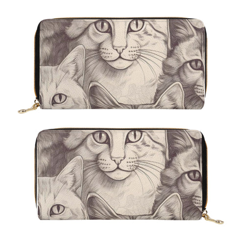 Cat Print  PU Leather Zipper Wallet
