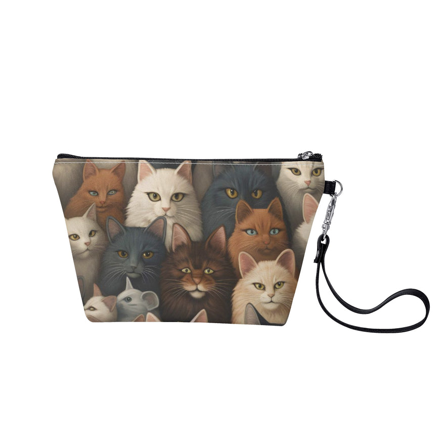 Cat Print  Zipper Sling Make Up Bag