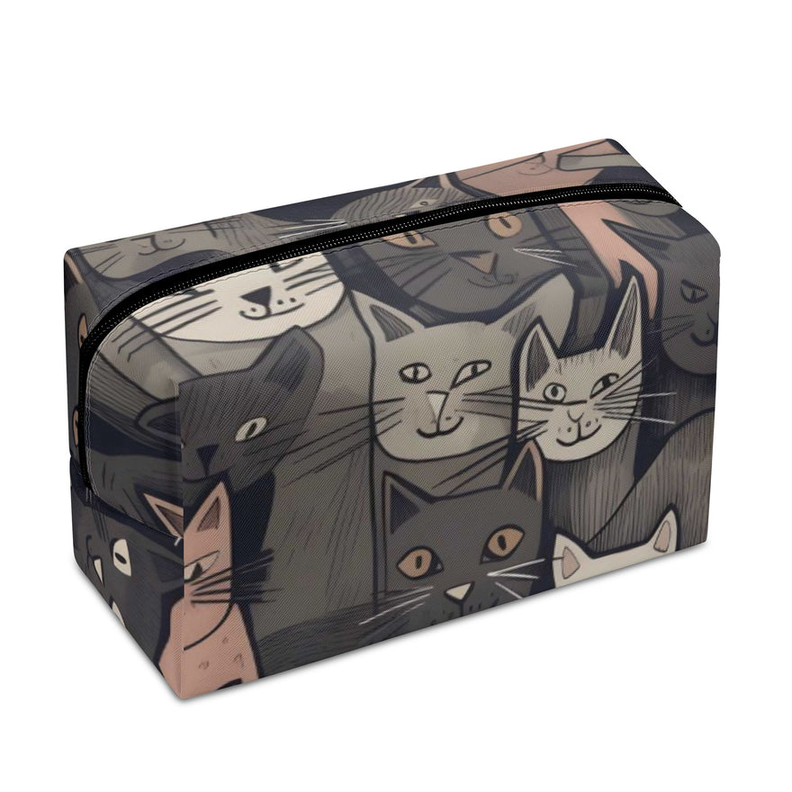 Cat Print  PU Cosmetic Bag
