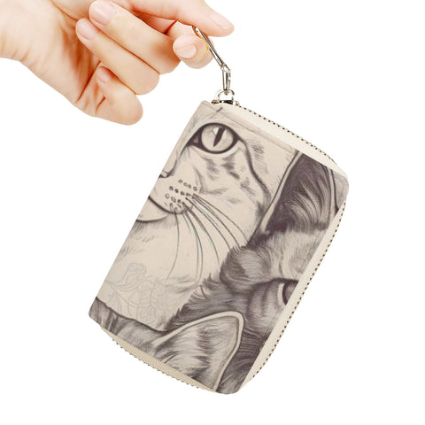 Cat Print  Zipper Card Holder