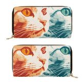 Cat Print  PU Leather Zipper Wallet