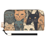 Cat Print  Leather Zipper Wristlet Wallet