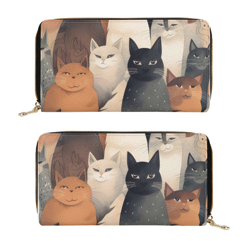 Cat Print  PU Leather Zipper Wallet