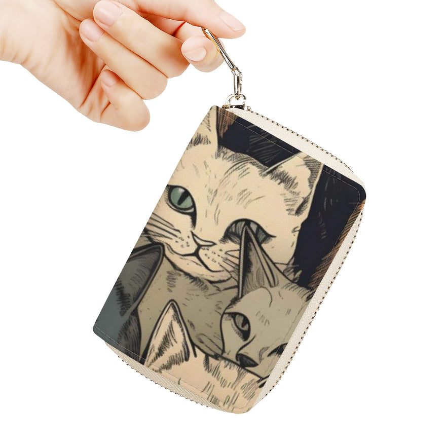 Cat Print  Zipper Card Holder