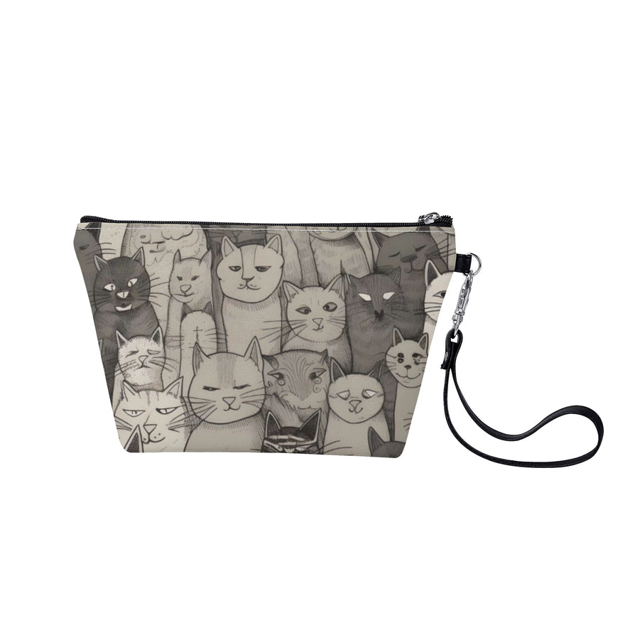 Cat Print  Zipper Sling Make Up Bag