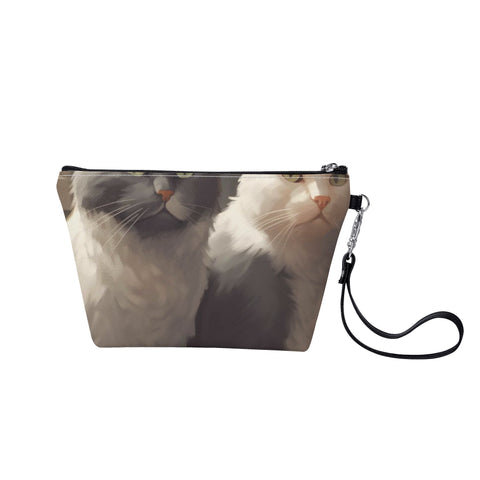Cat Print  Zipper Sling Make Up Bag