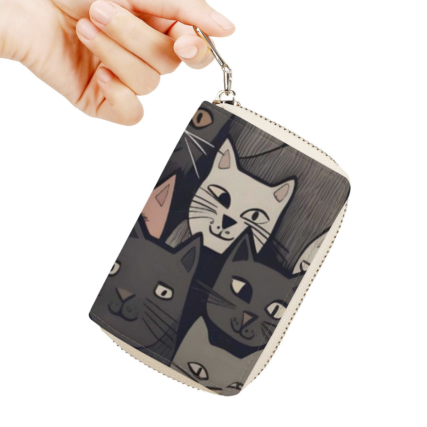 Cat Print  Zipper Card Holder