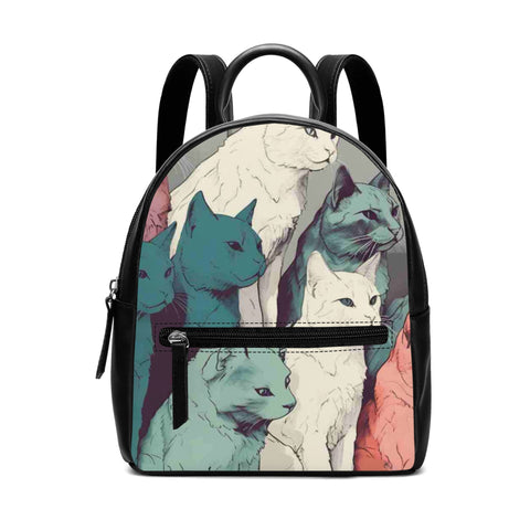 Cat Print  Cute PU Backpack