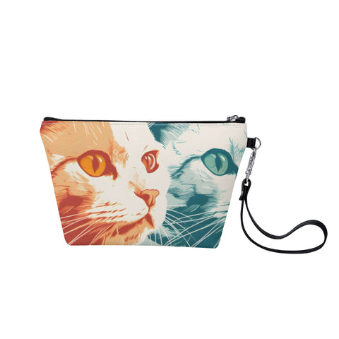 Cat Print  Zipper Sling Make Up Bag
