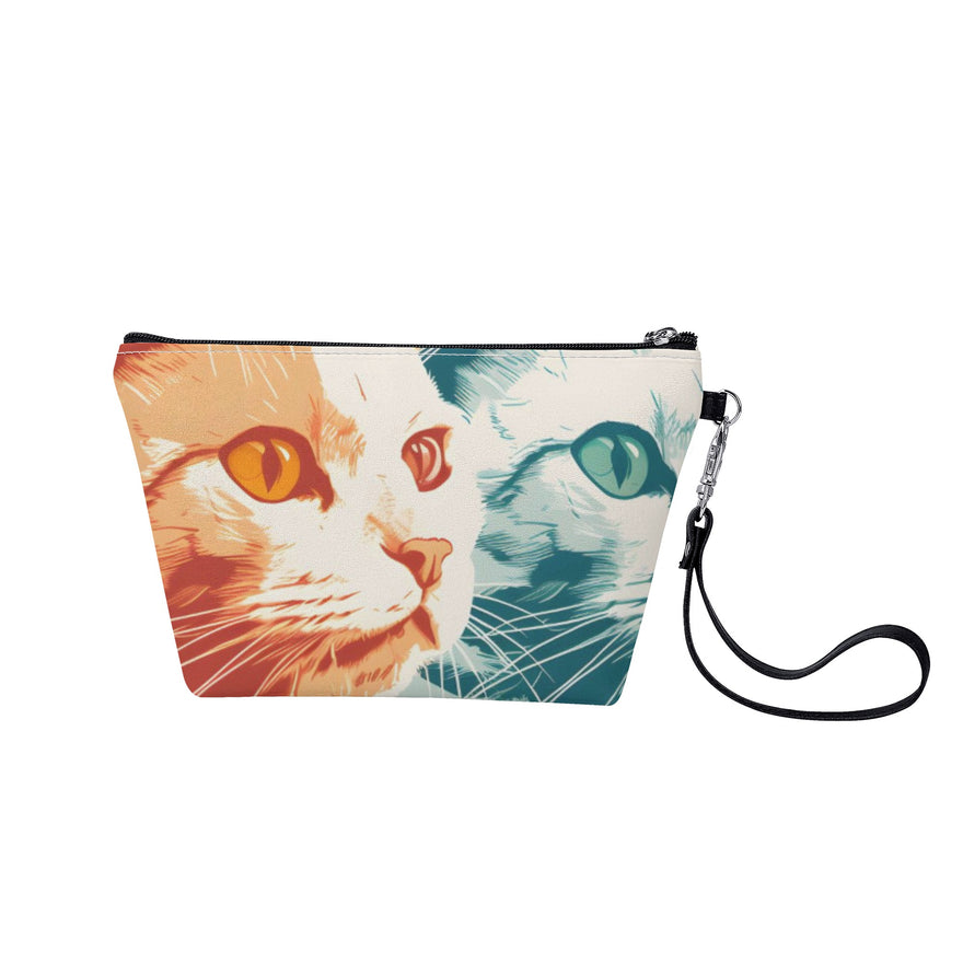 Cat Print  Zipper Sling Make Up Bag