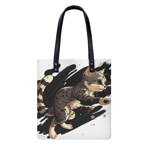 Cat Print  PU Leather Handbags