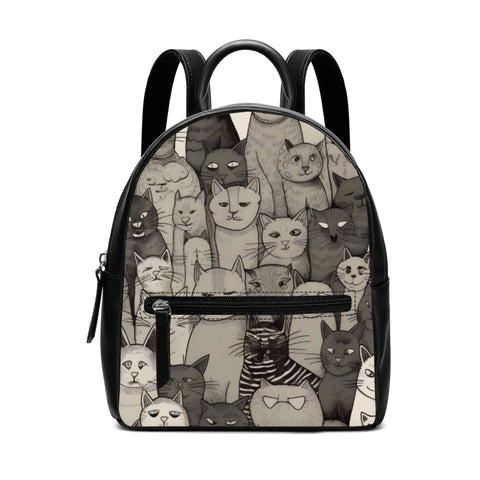 Cat Print  Cute PU Backpack