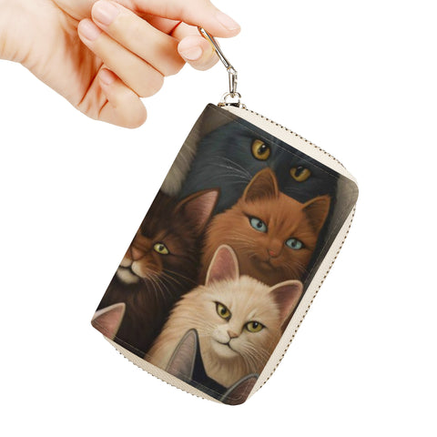 Cat Print  Zipper Card Holder