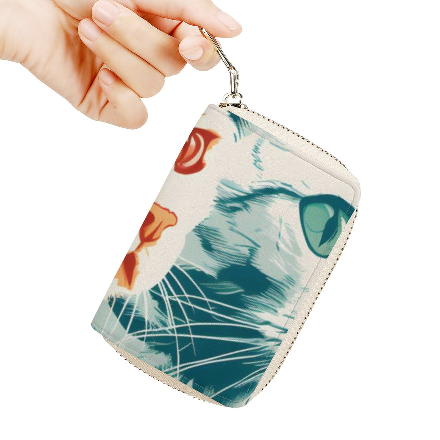 Cat Print  Zipper Card Holder