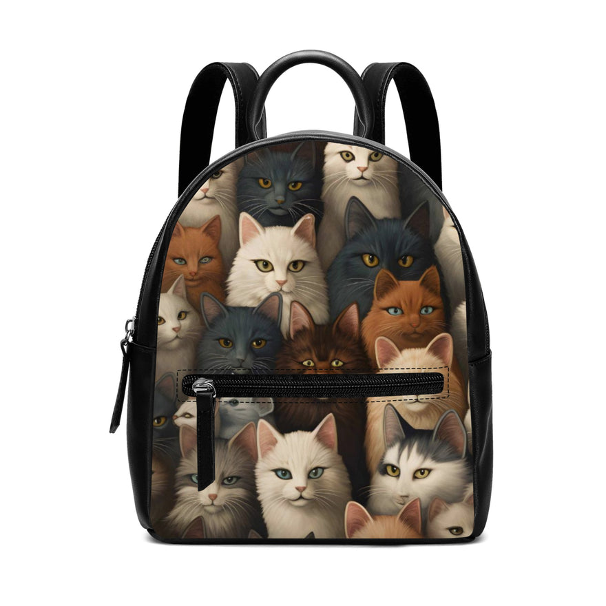 Cat Print  Cute PU Backpack
